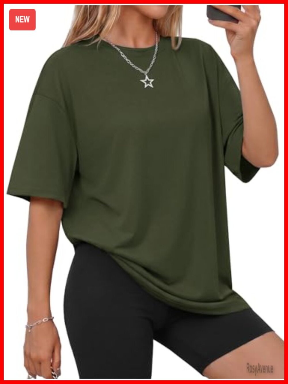 Oversized Crew Neck Short Sleeve Polyester Spandex T-Shirt Casual Workout Top